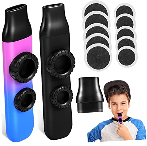 LALADEFIEE 2 Satz Kazoo Instrumente aus Abs mit Silikon Membranen und Ersatzmembranen Tragbares Musikinstrument für Musikbegleitung und Anfänger