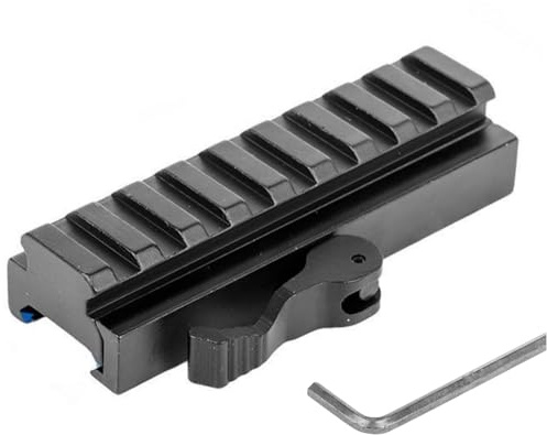 Gexgune QD Riser Zielfernrohrmontageadapter, Schnellspanner für 20-mm-Picatinny-Schiene, konvertiert Nicht-QD-Montierungen, 9 Steckplätze