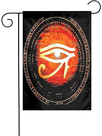 Bandiera decorativa da giardino con simbolo dell'occhio di Horus dell'antico Egitto, simbolo dello scarabeo, per esterni, patio, feste (30,5 x 45,7 cm)