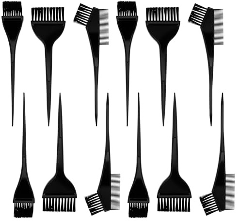 YBEATY 12 Pcs Hair Dye Brush Hair Coloring Brush Applicator Kit Professional Salon Tint Dying Brushes Combs Tools Kits Essential Sharp Tail Comb Mixer for Women Men Home and Salon Use (Black)