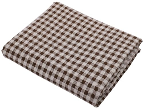 Vayliro 1m Stoff Breite 150cm Kariertes Baumwoll Leinen Stoff Sofastoff Dekostoff Weihnachtsstoffe Bedruckt Patchwork Nähstoff für Kleidung Vorhang Tischdecke Kissenbezüge Bezugsstoff,Braun