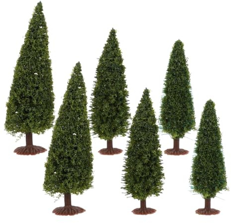 Anneome 6-Teiliges Miniatur-Kiefernbaum Modell Für Modelleisenbahn Miniaturbäume Für Modelllandschaft Diorama Und Architekturmodell Für Szenengestaltung DIY-Dekoration Und Zuglandschaft