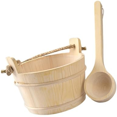 Barile in legno per sauna e mestolo per sauna e bagno a vapore