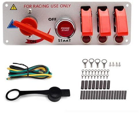 Pannello interruttori di accensione a LED per Auto da Corsa, 12 V, accensione Motore, Pulsante di accensione/spegnimento, interruttori a levetta di accensione 5 in 1