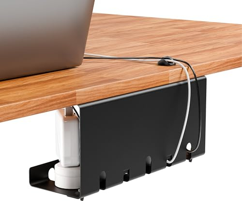 VALU goulotte Passe câbles de Bureau Facile à Installer + Clips de câbles & Serre-câbles – Organisateur de Bureau x Bureau et Home Office – Gestion câbles de Bureau