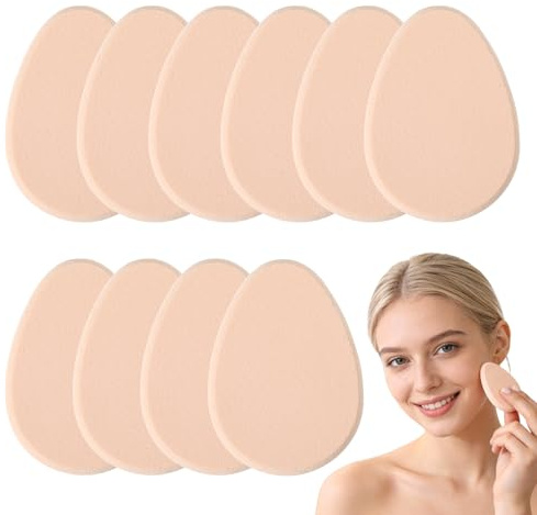 ElevateTech 10 st platt makeupsvamp slät foundation svamp beige kudde foundation puff för foundation concealer och tårdroppe lätt mjuk långvarig