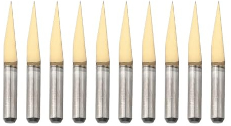 Punte for incisione in carburo di tungsteno da 10 pezzi con gambo da 1/8 di pollice - Punte da trapano a fondo piatto con scanalatura a V da 10 gradi for incisioni su PCB, legno e metallo