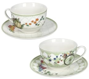 BRANDANI 51832 Tazza Tè Wonderland set 2 pz in New Bone China con piattini, 200 ml