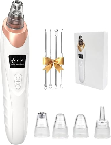 Electric Blackhead Remover Vacuum Electric Blackhead Remover Tool with 4 Suction Power Mode Face Whitehead Remover with Heating Mode Pore Vacuum Cleaner for Deep Cleansing