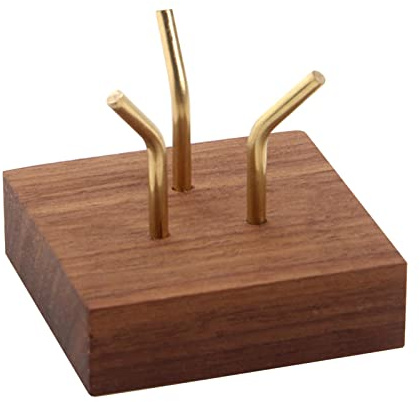 DuskHaven Support Cristal Sphère Cristaux Acier Bois Présentoir Noyer Noir Laiton Convenant à L'Utilisation sur La Cheminée Bureau Étagère, Bois2, Hauteur : 42 mm