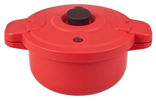 Microwave Pressure Cooker, 2.3L Microwave Rice Cooker for Quick & Easy Meals, PP & Silicone Safe Pot with Locking Lid & Heat-Resistant Handle, Red.