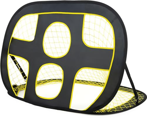 Outtec® Fußballtor Faltbar, Pop Up Tor - 120x84x84 cm - Fußballtrainingsgeräte für Kinder und Erwachsene - inkl. Netz, Bodenanker - Garten, Training