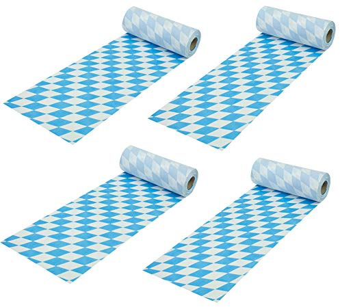 Sensalux Oktoberfest Tischläufer 4er Set, 15 cm x 25 m Bayern | Tischband aus stoffähnlichem Vlies, Deko für Bierzeltgarnitur, Bierbank, Volksfest, Party und Festzelt