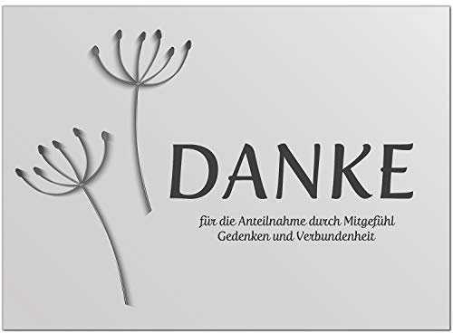 Einladungskarten Manufaktur Hamburg Trauer Danksagungskarten mit Umschlag | Motiv: schwarz weiß, 10 Stück | Dankeskarten DIN A6 Set | Trauerkarten Danksagung Danke sagen