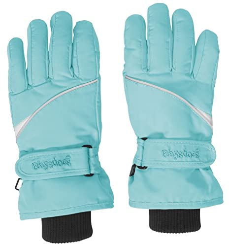 Playshoes Unisex barn finger vinterhandskar med kardborreband, 15 – turkos, 4-6 år