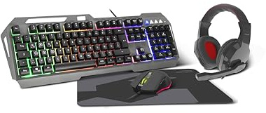 Speedlink LUNERA 4in1 Illuminated Gaming Set – set i fyra delar, med belysning, svart, DE-layout