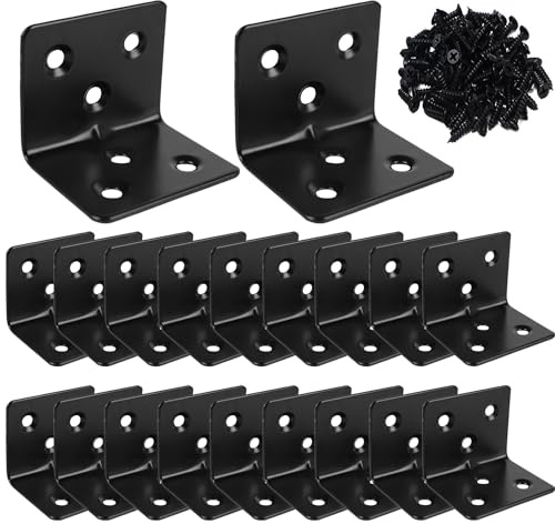 20PCS Corner Braces Heavy Duty Stainless Steel L Shape Brackets 1.2x 1.2 x 1.5 (30x30x38mm),90 Degree Joint Right Angle L Bracket for Wood Shelves Cabinet Furniture