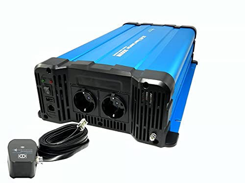 Solartronics Convertitore di Tensione FS3000DR 12V Per 230V 3000 Watt Onda Sinusoidale Pura Blu Telecomando Opzionale Solar Invertitore - Con Controllo Remoto via Cavo CR80