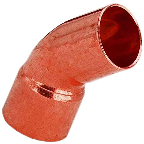 MegaHaustechnik Bogen 45 Grad mit Außen-Löt-Ende Stutzen Außendurchmesser 15mm Lötfitting aus Kupfer für Rohr-Außendurchmesser 15mm zum Löten, Trinkwasser geeignet, Nr.5040