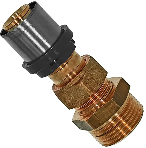 Verschraubung 2-teilig mit 3/4 Rohr Zoll Außengewinde AG für 16,0 x 2,0 mm Mehrschicht Alu Verbundrohr Außendurchmesser x Wandstärke Press Fitting aus Messing TH U Profil Kontur