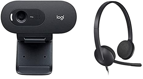 Logitech C505e Webcam business per app di videochiamata & H340 Cuffie Cablate per Computer, Cuffie Stereo con Microfono e Audio Digitale