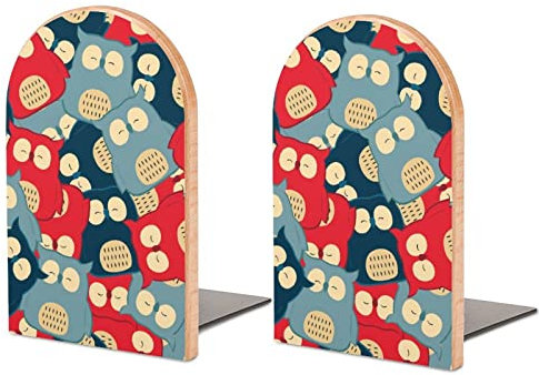 Packung Mit 2 Buchstützen Eule Rutschfester Bücherständer Aus Holz Bücherregal Bücherhalter Für Home Desk Office Library