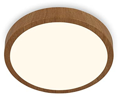 BRILONER Leuchten - Deckenlampe LED, Deckenleuchte Holz, warmweißes Licht, Aufbaulampe, Aufbauleuchte, Holzoptik, Ø380x50 mm, 3725-014, Holzfarben