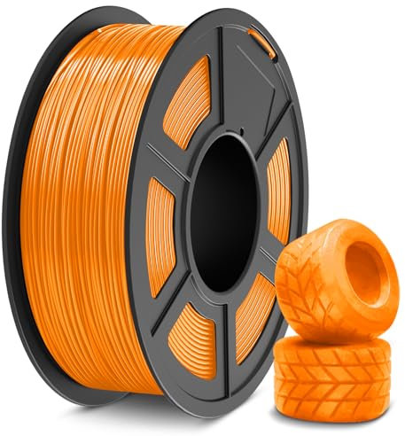SUNLU TPU 3D Drucker Filament, 1KG Hochgeschwindigkeits 95A TPU Filament 1.75mm, Flexibles 3D Filament für schnellen Druck, Maßgenauigkeit +/-0.03mm. (TPU Orange)