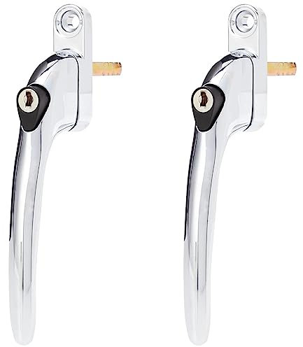 Yale P-YWHLCK40N-PC Universal Window Handles, fits Right or Left Handed Windows, 40mm Spindle, Lockable, Visi Packed, Suitable for PVCu Windows, Polished Chrome Finish (Pack of 2)