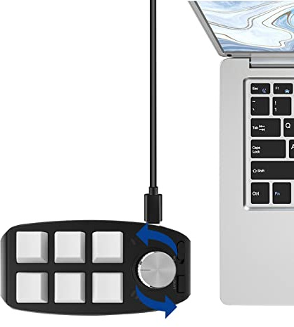 6 Button Keypad,Handed Mechanical Keyboard - USB DIY Programmable Keyboard Keyboard, with Knob
