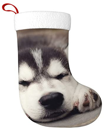 FADUNI Lila Lavendel Weihnachten Strümpfe Xmas Kamin Hängende Strümpfe Dekoration Strümpfe Für Weihnachtsdekoration, Husky-Hund, One size