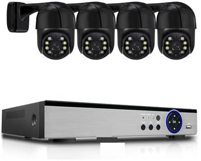 Sistema di telecamere di sicurezza per esterni, H.265 8CH 4K PTZ di telecamere IP POE di sicurezza 5MP Rilevamento umano Monitoraggio automatico Kit telecamera di videosorveglianza bidirezionale Risol