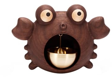 Magnetic Attached Wood Doorbell,Wooden Style Brass Magnetic and Double-Sided Tape doorbell shopkeepers Bell for Door Opening Black Walnut Cartoon Doorbell for Housewarming Gift