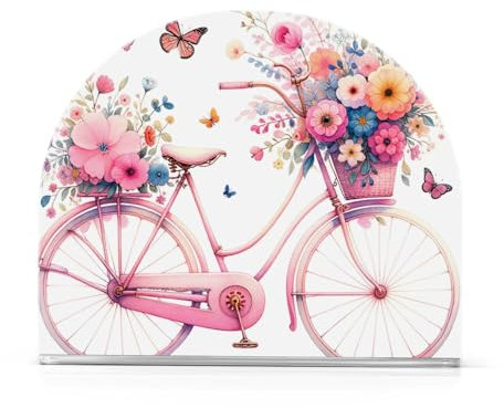 Rosa Acryl Serviettenhalter mit Blumen und Schmetterlingen für Cocktailtische, Papierserviettenhalter, freistehend, modern, für Zuhause, Küche, Arbeitsplatte, Partydekoration, 1 Packung
