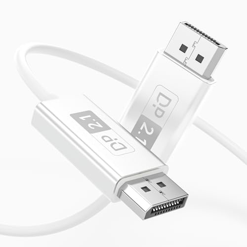 huaham Glasfaser DisplayPort 2.1 Kabel 2m[16K@60Hz, 8K@120Hz, 4K@240Hz] – Ultra High-Speed Gaming Monitor DP 2.1 Kabel, Kompatibel mit PC NVIDIA GeForce RTX 4090 & AMD Radeon RX 7900 XTX