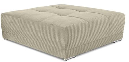 XXL-Hocker B120/T120/H39 cm mit Federkernpolsterung und markanten Steppungen in der Sitzfläche, passende Ergänzung zum Big Sofa 15173, modischer Cord-Bezug in Beige Grau / 15177