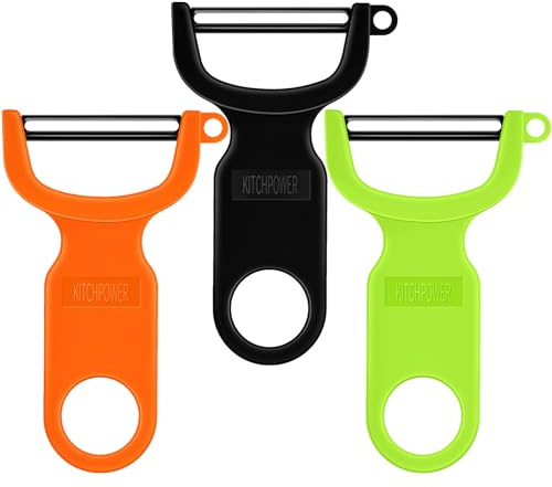 Original Vegetable Peeler, Potato Peelers for kitchen Carbon Steel Blade 3-Pack Green/Orange/Black