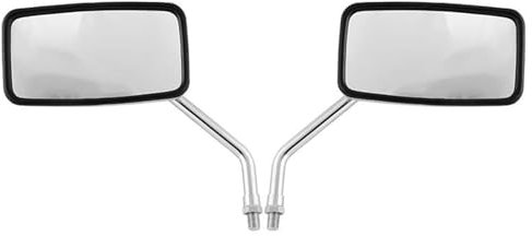 Motorradspiegel, Lenkerspiegel 2PCS Universal 10mm Motorrad Rückspiegel Seite Rückspiegel Roller Silber Rechteck Form Hinten Seite Spiegel Motorrad Motorradspiegel