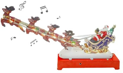 Lnhgh Caja de música para niños, Musicales navideños, Caja de música de Metal de Reno de Papá Noel para Navidad, Juguetes Musicales Decorativos multifuncionales, Decoraciones de Oficina de