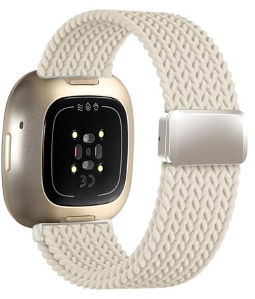 Zythtic Geflochtenes Armband Kompatibel mit Fitbit Versa 3 Armband/Fitbit Versa 4 Armband/Sense Armband/Sense 2 Armband, Nylonarmband mit Magnetverschluss für Versa 3/Versa 4/Sense/Sense 2