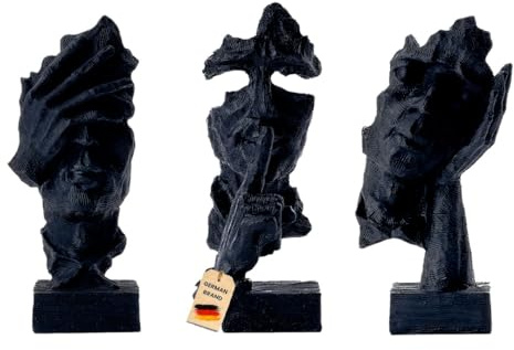 Marimor Skulpturen Deko 3Set, Statuen Figuren, skulpturen deko Wohnzimmer, skulptur (Schwarz)