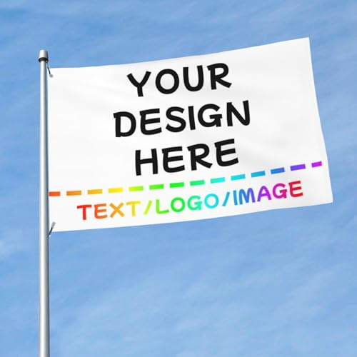PRFELMG Personalisierte Flagge - Gestalten Sie Ihr eigenes Banner mit Text, Logo oder Foto, individuelles Geschenk für Garten, Festival, Party, Hof, Schild, 3x5 Ft, doppelseitig