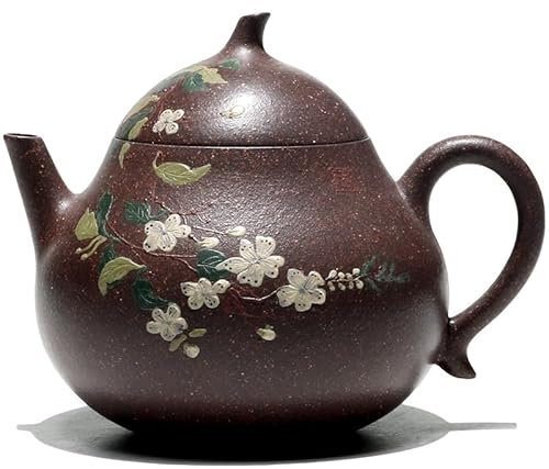 ABBNIA Ceramic Pot Chinese Purple Clay Multifunctional Teapot Household Hand-carved Flower Tree Teapot Tea Ceremony Supplies Coffee Pot Loose Leaf Tea Steeper Chinese