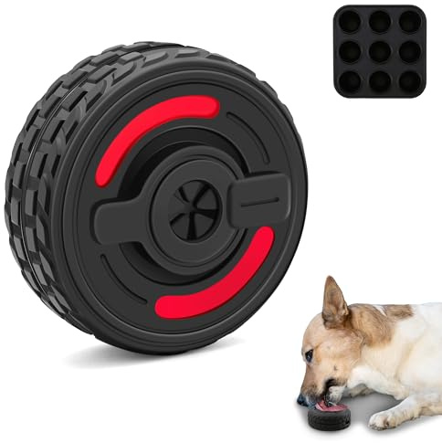 PETFROH 3-in-1 Hundespielzeug für Aggressive Kauer, Hundespielzeug aus Naturkautschuk, Leckerli Spender, Bully Stick Halter, Leckspielzeug mit Silikonform