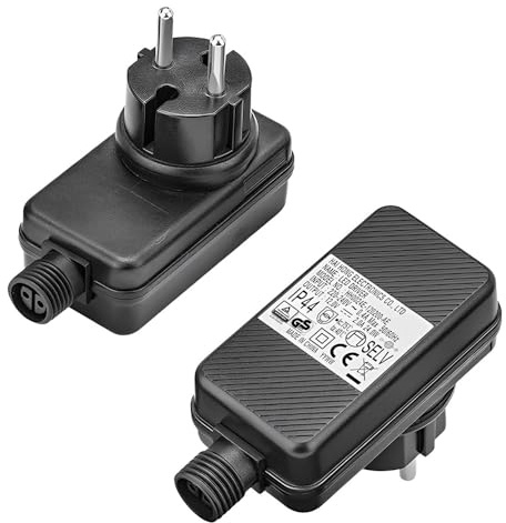 KUWUNG 2 Stück LED Netzteil 12V 2A, LED Lichterkette Netzteil Adapter, IP44 Wasserdicht AC Adapter Gartenbeleuchtung Netzadapter, EU Stecker Adapter für Weihnachtsbeleuchtung Lichternetz Lichterkette