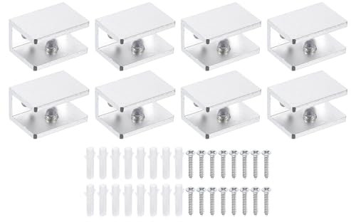 sourcing map Juego de 2 soportes de estante de vidrio, abrazaderas ajustables para estante de vidrio de 8 a 10 mm, soporte de ducha rectangular pulido, color negro