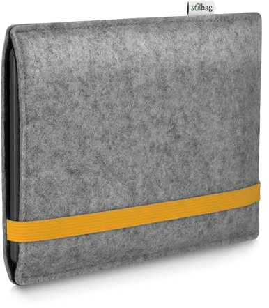 Stilbag Leon Étui de protection en feutre pour liseuse Amazon Kindle Paperwhite Kids - Couleur : gris clair/jaune - Fabriqué en Allemagne