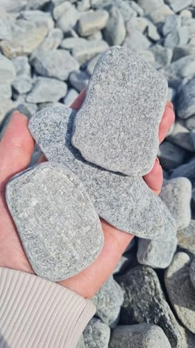 Dekosteine Grauer Kieselstein Fish Stone Kieselsteine Deko Verschiedene Natur Deko Kieselsteine Grau 3-10cm - Gemischter Flusskies für Vasenfüller, Landschaftsbau, Aquarien & Garten (20, Kilogramm)