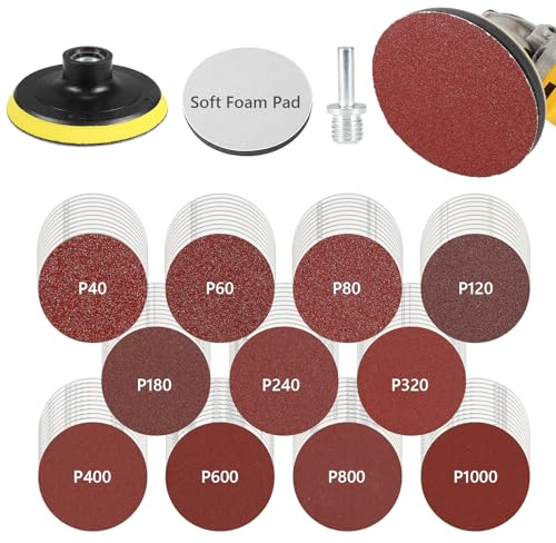 113PCS Angle Grinder Sanding Kit,4 Inch 40-1000 Grits Sandpaper with Cushion Pads and Hook & Loop Backing Pad 5/8-11 Thread,Polishing Attachments for Wood, Metal, Plastic and Multi-Surface