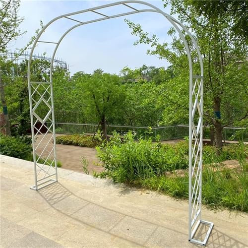 Arches de Jardin Métallique Arche de Jardin Large et Solide pour Plantes Grimpantes, Jardin Extérieur, Arche de Pelouse, Patio, Cour, Décorations de Mariage, Tonnelle(Size:240 x 230cm,Color:Blanc)
